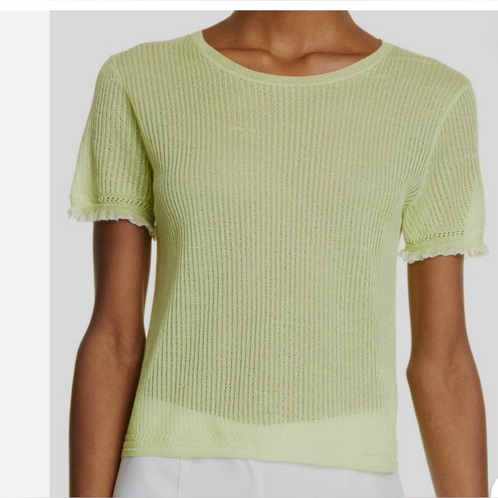 Rag & Bone Women's Green Stretch Breanne Ribbed Cropped Tee Size Medium
